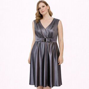 Signature by Sangria Gray Satin Dress
